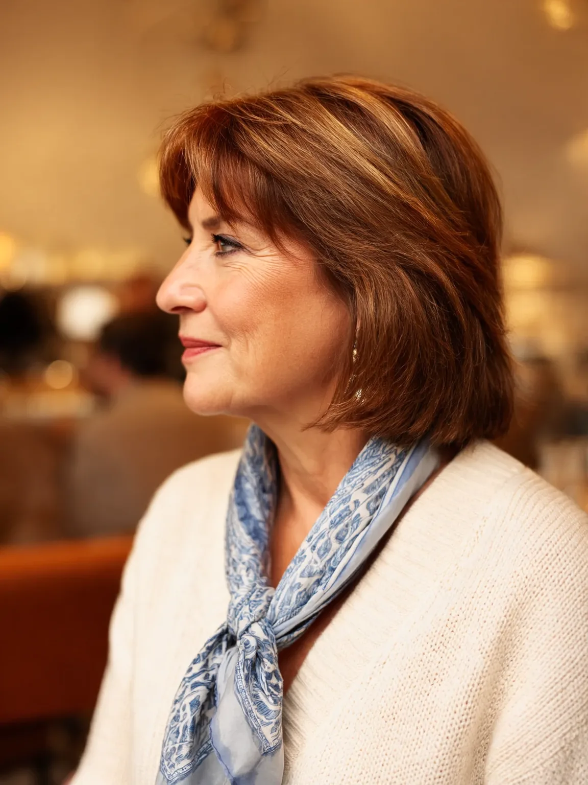 Layered Chin-Length Bob with Caramel Highlights